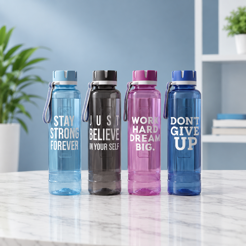 Collection of 550ml BPA-Free reusable one water bottles in multiple colours