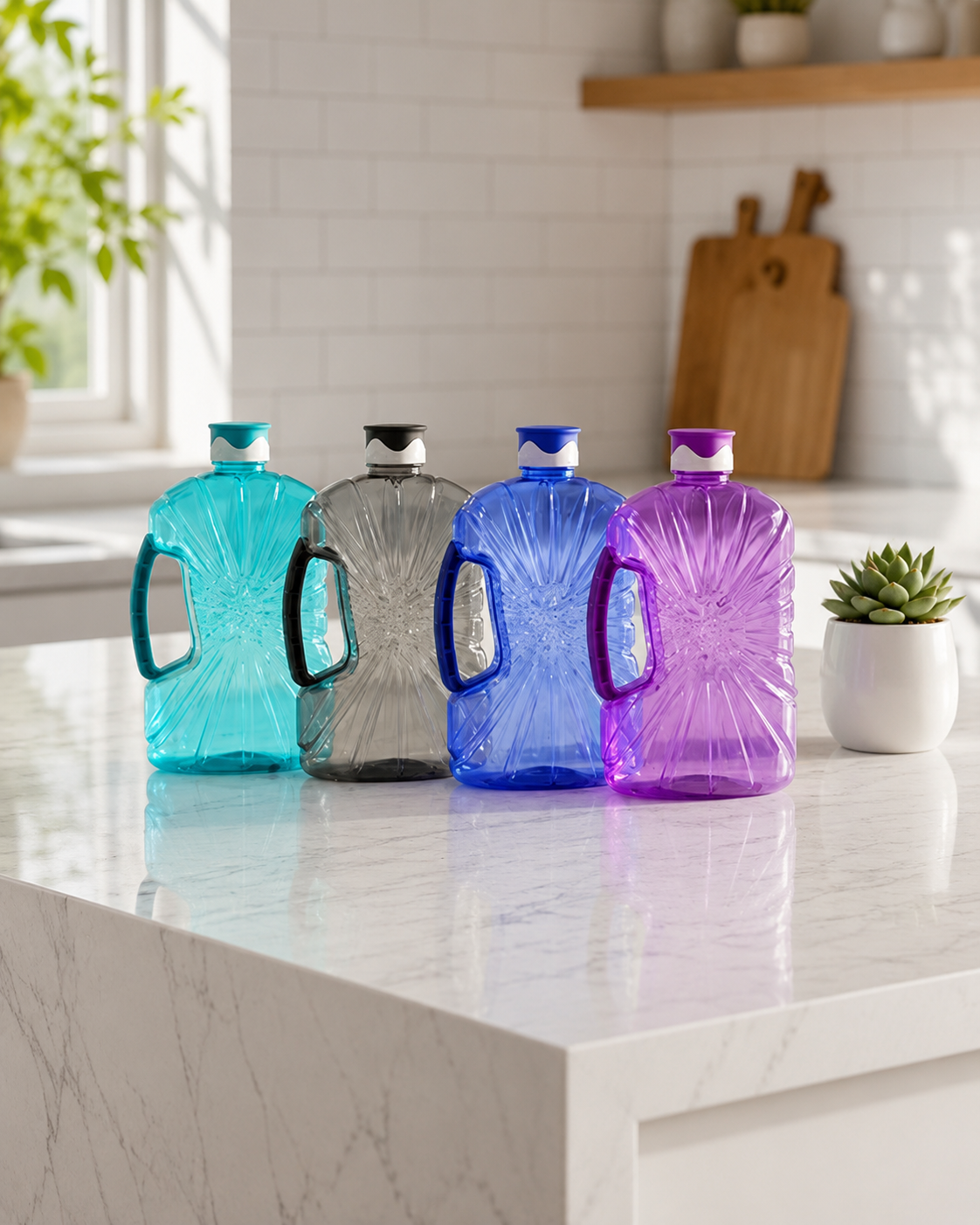 Collection of 1000ml BPA-Free reusable S1 water bottles in multiple colours