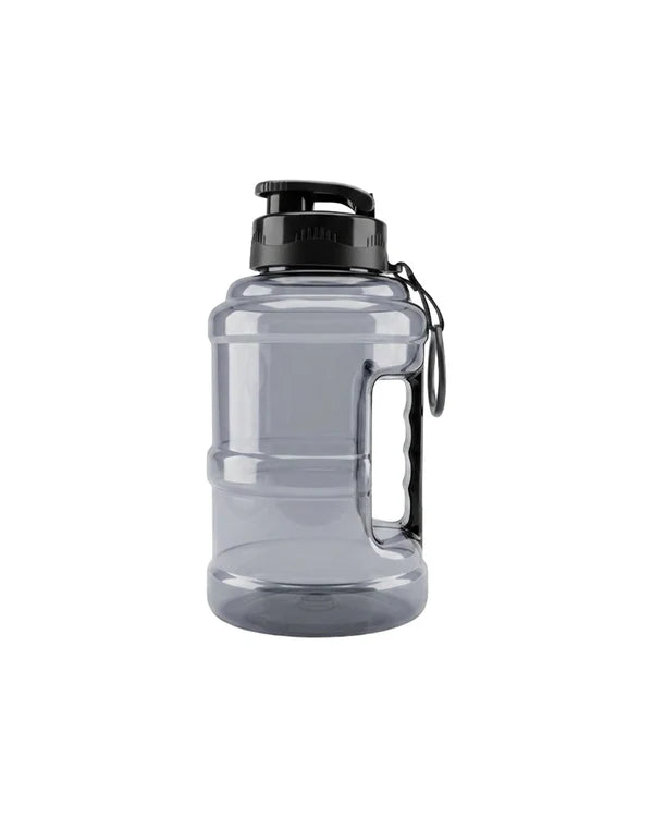 1250ml dark grey sports water bottle with handle, BPA-free reusable plastic water bottle for gym, office and travel
