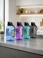 Collection of 1250ml BPA-Free reusable sports water bottles in multiple colours